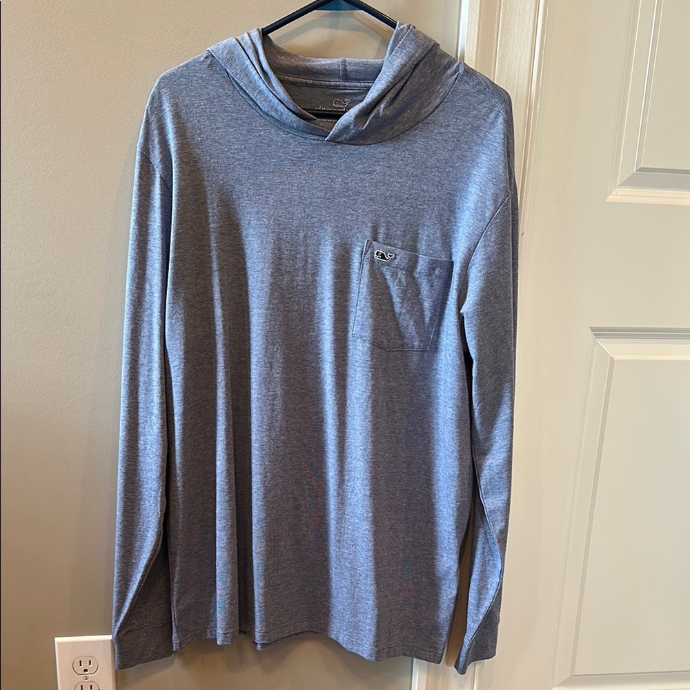 Vineyard Vines Heather Blue Long Sleeve Hoodie Tee